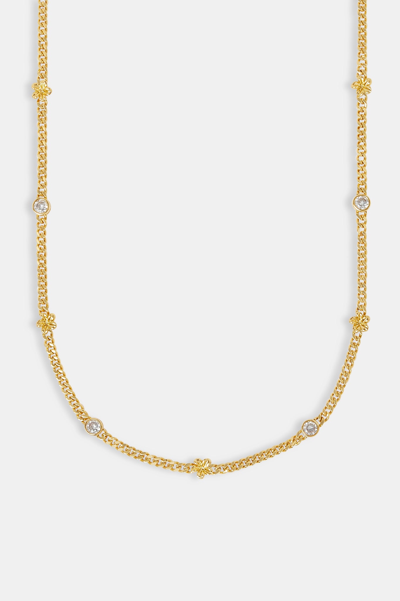 Cuban Flower and Cz Chain - 6mm